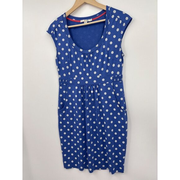 Boden Weekend Jersey Dress Polka Dot Blue 8 Regular - Picture 3 of 7